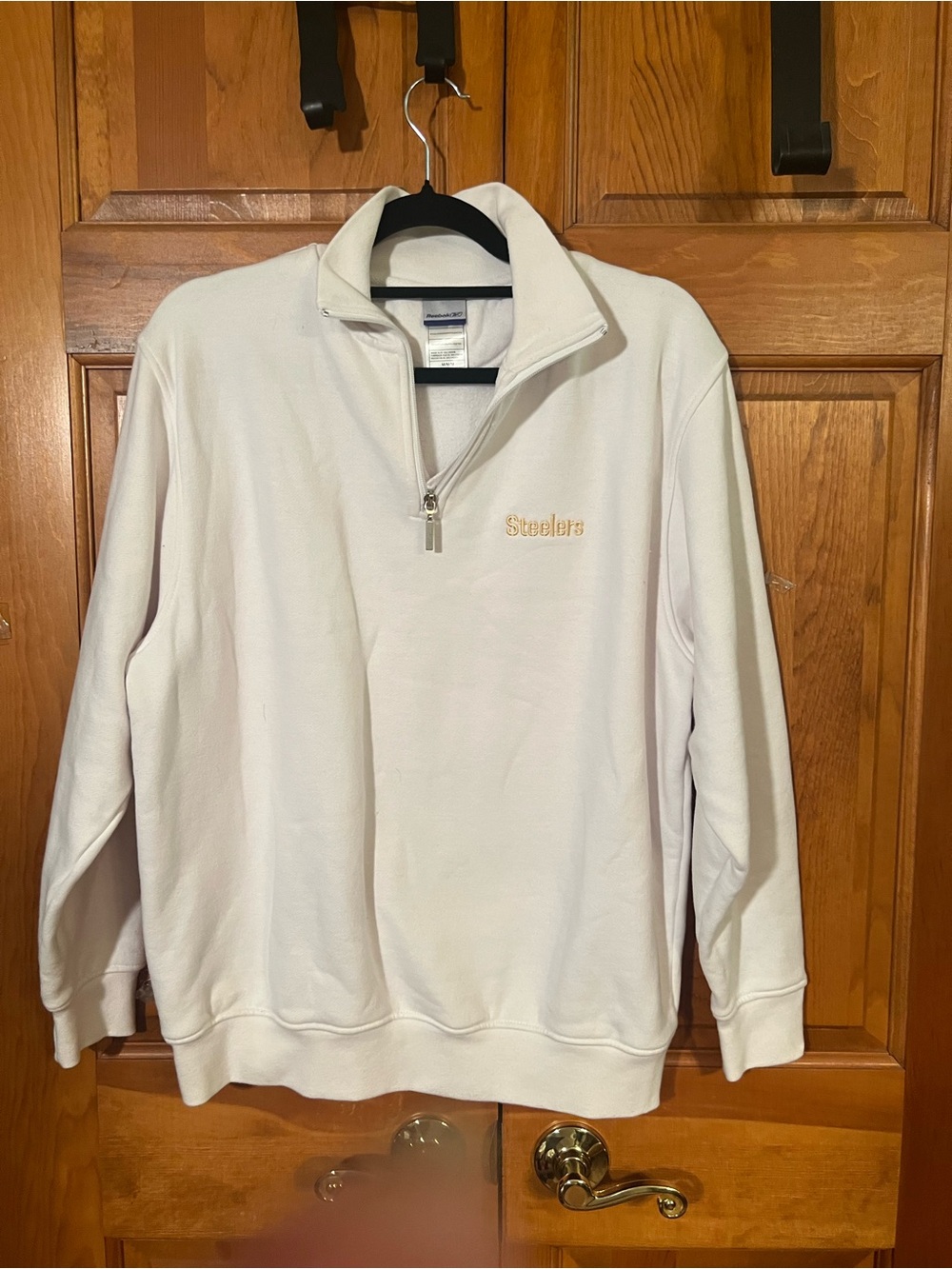 Reebok White Steelers Quarter-Zip Pullover